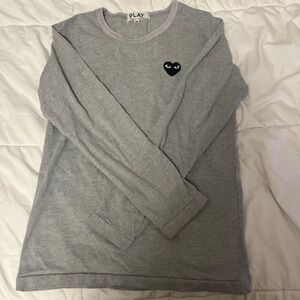 Comme de Garçons grey long sleeve black heart